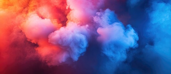 Poster - Colorful smoke clouds in red blue and pink hues with Copy Space for text overlay