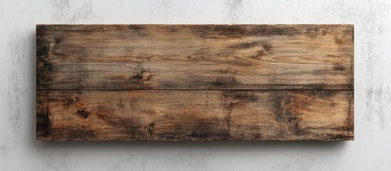 Poster - Rustic wooden plank texture with weathered surface and natural grain against a light concrete background with copy space
