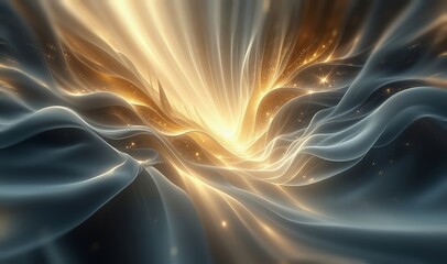 Wall Mural - Golden beams of bright light on gold background. The image depicts a golden light , including sun rays and a dawn effect. Gold flare.