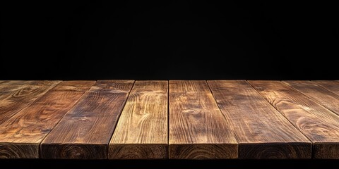 Poster - Wooden tabletop surface with rich textures and dark background providing ample copy space for text or graphics.
