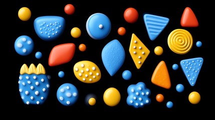 Abstract Colorful Shapes Design On Black Background