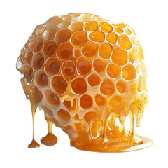 Poster - A close-up shot of a honeycomb filled with honey, dripping onto a black background.