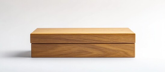 Poster - Wooden storage box with lid on a neutral background and ample copy space for text placement