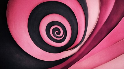Aufkleber - Abstract spiral pattern in shades of pink and black with smooth gradients and deep shadows featuring ample copy space for text insertion