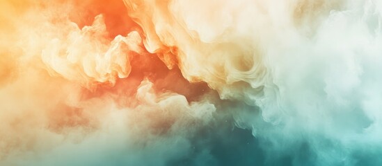 Poster - Colorful abstract smoke or fog background with soft gradients in orange, red, and teal tones suitable for design projects with copy space.