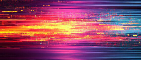 Poster - glitch effect creating a vibrant data bending and fragmented visual experience