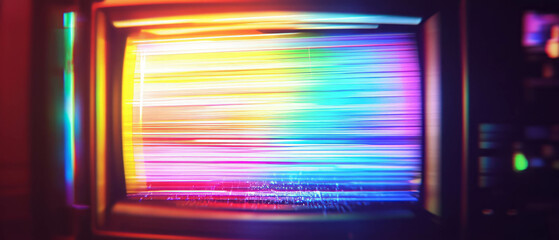 Poster - vibrant glitch effect showcasing distorted scan lines on a digital screen