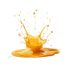 Poster - A dynamic splash of golden liquid creates a crown-like shape with droplets and ripples on a black background.