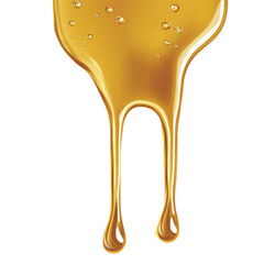 Poster - A close-up image shows a golden liquid, possibly honey, dripping down in two distinct streams against a black background.