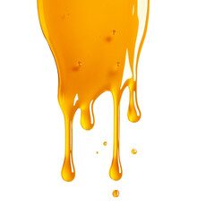 Poster - A close-up image shows golden honey dripping down against a black background, highlighting its texture and viscosity.