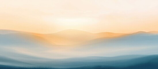 Poster - Soft gradient landscape with layered hills and gentle light at sunrise creating a tranquil atmosphere Copy Space
