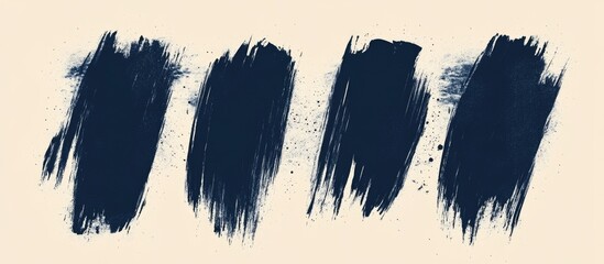 Aufkleber - Dark blue paint strokes on beige background with textured brush effects and ample copy space for design elements.