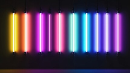 Poster - a minimalistic led stripe design with radiating beams.