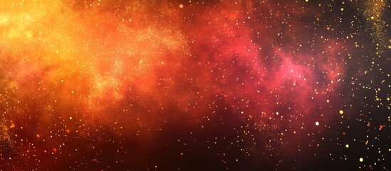 Poster - Colorful abstract galaxy background with stars and nebula formations in vibrant orange and red tones Copy Space