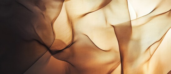 Poster - Abstract flowing fabric with soft warm tones and gentle folds, suitable for background use with copy space.