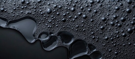 Aufkleber - Black liquid surface with bubbles and droplets creating a textured background Copy Space for overlay text