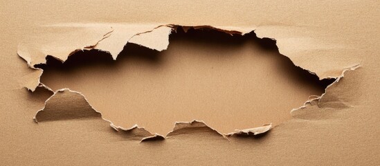 Poster - Torn Paper Background with Copy Space for Text or Graphics on Brown Cardboard Surface