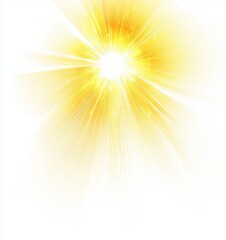 Poster - Isolated on a transparent background, golden glowing lights with a solar flare, beams, and a spotlight. Features a glow effect, starburst, and sparkles, in PNG format