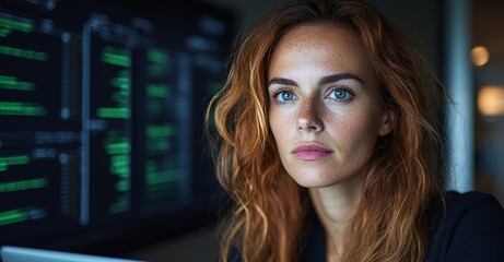 Poster - a female qa engineer from diverse ethnic backgrounds is focused on detecting and fixing software bug