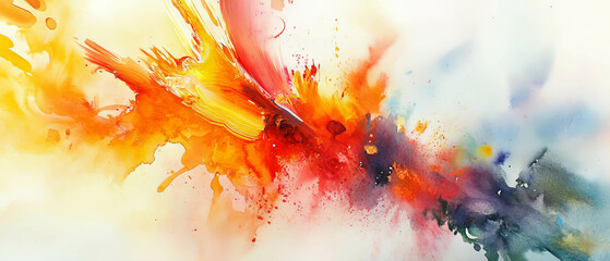 Poster - Vibrant watercolor stains create a soft and artistic background for creative expression