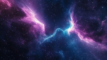 Aufkleber - Vibrant cosmic nebula with stars in deep space showcasing galactic gas cloud