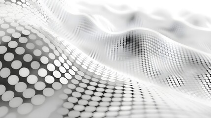 Poster - Abstract wavy 3D mesh with black and white dotted patterns