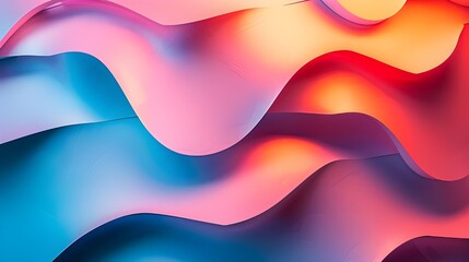 Poster - Abstract colorful waves with smooth gradient and soft lighting