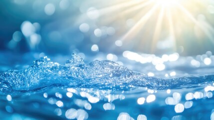 Aufkleber - Sparkling water surface with sunlight reflections and bokeh effect for backgrounds or design use with copy space available.