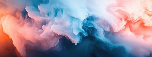 Wall Mural - Colorful abstract smoke or fog patterns with red blue and teal hues in a dynamic composition with Copy Space for text placement