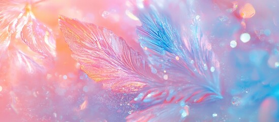 Aufkleber - Colorful abstract background with soft pastel hues and delicate feather-like patterns incorporating copy space for text.