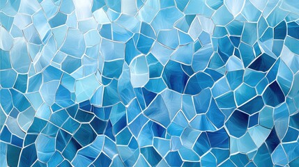 Wall Mural - Abstract mosaic pattern in shades of blue with geometric shapes and copy space for text placement