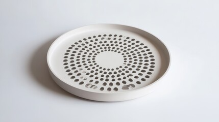 Wall Mural - Simple Round White Tray with Perforated Design