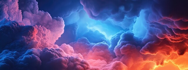 Sticker - Vibrant Abstract Cloudscape with Blue and Purple Hues and Illuminated Edges Ideal for Backgrounds Copy Space