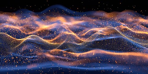 abstract new year-themed wave lines with golden sparkles.
