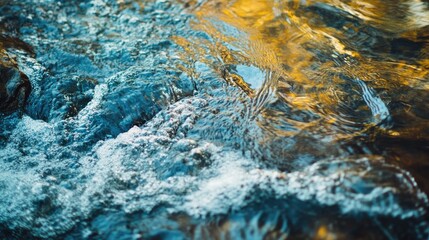 Aufkleber - Calm Water Surface with Bubbles and Reflections in Nature Copy Space for Text