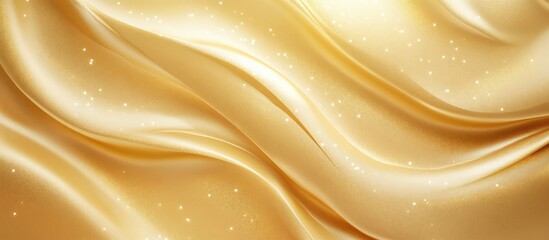 Aufkleber - Golden silk fabric with smooth flowing texture and subtle shimmer, ideal for backgrounds with Copy Space.