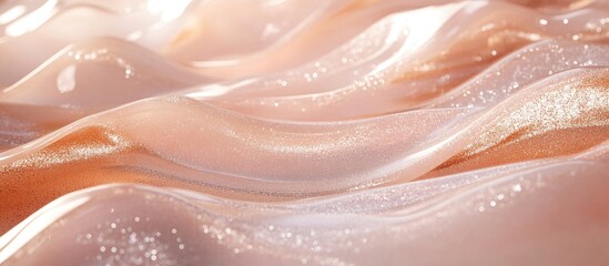 Aufkleber - Abstract texture of smooth pink and rose gold waves with glitter reflections and soft lighting, ideal for backgrounds and stylish design, Copy Space