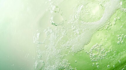 Aufkleber - Close-up of green water bubbles in soft focus with a gradient background and ample Copy Space for text addition or overlay.