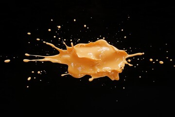 Poster - A vibrant splash of orange paint against a black background, creating an artistic and dynamic effect.