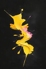 Poster - A vibrant splash of yellow and pink paint against a black background.