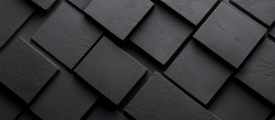 Aufkleber - Black textured surface with rectangular tiles arranged in a diagonal pattern featuring Copy Space for text placement