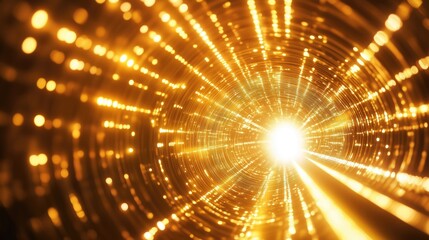 Poster - A mesmerizing golden tunnel with bright light at the end, creating a sense of depth and wonder.