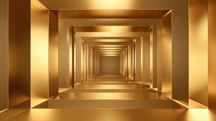 Poster - A golden tunnel with a bright light at the end, creating a sense of depth and perspective.