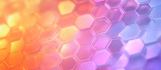 Aufkleber - colorful hexagonal abstract background with gradient hues of purple, pink, and orange featuring soft