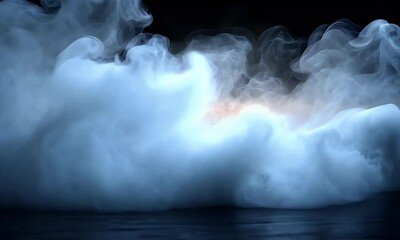 Wall Mural - a misty scene featuring swirling clouds of fog over a dark background, evoking a sense of mystery an