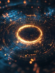Aufkleber - Abstract glowing digital circle on dark background. Technology and communication concept. 3D Rendering