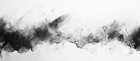 Poster - Abstract black smoke or ink waves on a white background with ample copy space for text placement