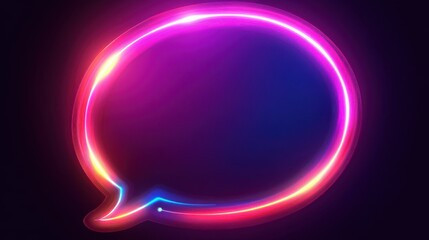 Poster - Quote speech bubble abstract laser neon frame background. Vector design