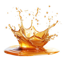 Poster - A dynamic image showcasing an amber liquid splashing against a black background creating a visually appealing crown-like shape.