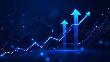 Wall Mural - blue growth graph business chart data diagram on success financial presentation background with abst